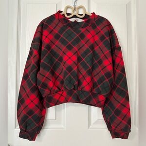 H&M Red, Black And Green Plaid Top